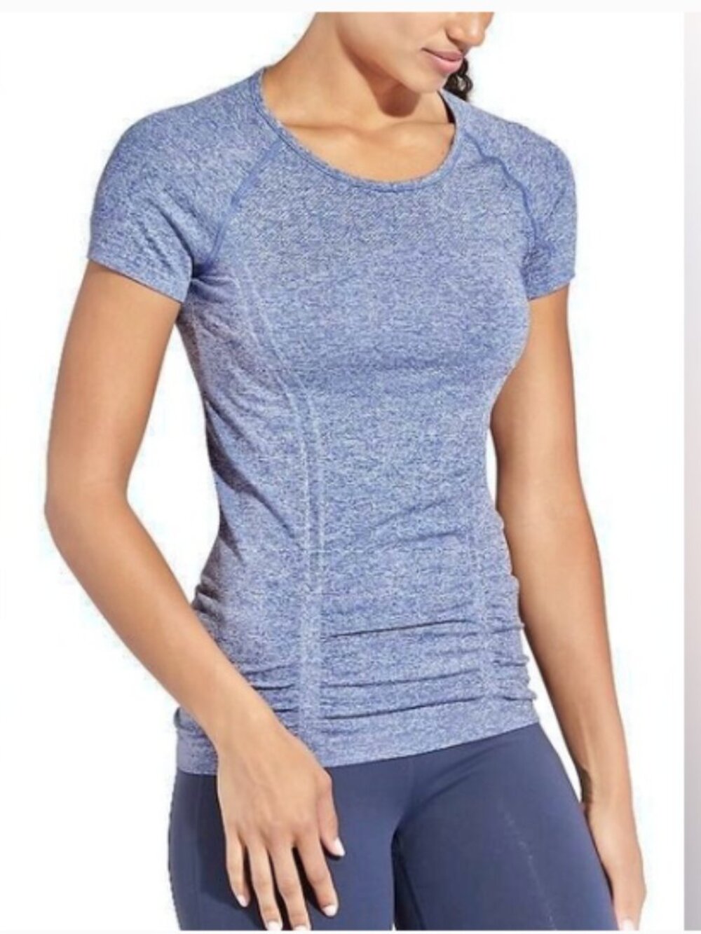 Athleta Fastest Track Exercise Rouched Tee in Sapphire Blue Heather